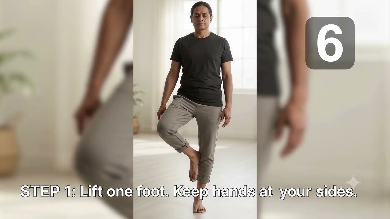 10 Second One Leg Balance Test Adult performing single leg balance Test #legtest #legstrength